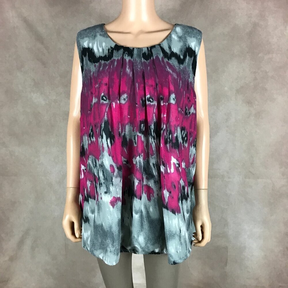 JUNAROSE Chiffon Abstract Sleeveless Top NEW US XXL